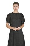 Buy_Samant Chauhan_Black Cotton, Silk Embroidery Round Neck Thesis Dress _Online_at_Aza_Fashions