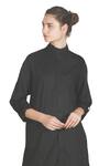 Buy_Samant Chauhan_Black Cotton Mandarin Collar Carbon Fall Dress _Online_at_Aza_Fashions