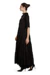 Samant Chauhan_Black Cotton Embroidery Collared Shard Dress _Online_at_Aza_Fashions