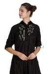 Buy_Samant Chauhan_Black Cotton Embroidery Collared Shard Dress _Online_at_Aza_Fashions