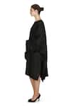 Samant Chauhan_Black Linen Round Neck Night Mesh Dress _Online_at_Aza_Fashions
