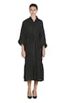 Buy_Samant Chauhan_Black Linen Shawl Neck Midnight Silhouette Dress _at_Aza_Fashions