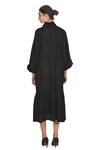 Shop_Samant Chauhan_Black Linen Shawl Neck Midnight Silhouette Dress _at_Aza_Fashions