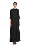 Buy_Samant Chauhan_Black Cotton Round Neck Dark Contour Dress _at_Aza_Fashions
