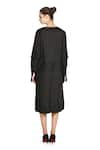 Shop_Samant Chauhan_Black Linen Round Neck Dark Slate Dress _at_Aza_Fashions