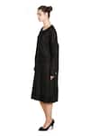 Samant Chauhan_Black Linen Round Neck Dark Slate Dress _Online_at_Aza_Fashions