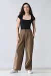 Buy_Samant Chauhan_Brown Cotton Earth Denim Bottom _at_Aza_Fashions
