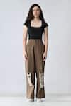 Buy_Samant Chauhan_Brown Cotton Fringe Rust Thread Bottom _at_Aza_Fashions