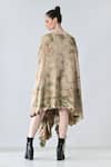 Shop_Samant Chauhan_Beige Chanderi, Silk V-neck Acid Fern Dress _at_Aza_Fashions