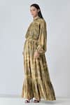 Buy_Samant Chauhan_Beige Cotton, Viscose Round Neck Dye Bloom Dress _Online_at_Aza_Fashions