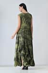 Shop_Samant Chauhan_Green Cotton Ruffles Round Neck Olive Storm Dress _at_Aza_Fashions