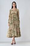 Buy_Samant Chauhan_Beige Cotton Round Neck Pastel Wash Dress _at_Aza_Fashions