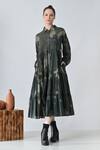 Buy_Samant Chauhan_Green Cotton Collared Desert Bloom Dress _at_Aza_Fashions