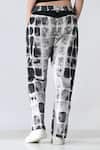 Buy_Samant Chauhan_Black Cotton Stone Grid Pant _Online_at_Aza_Fashions