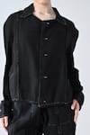 Shop_Samant Chauhan_Black Linen Collared Shadow Pant Co-ord Set _Online_at_Aza_Fashions