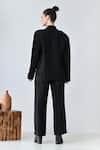 Shop_Samant Chauhan_Black Linen Mandarin Collar Midnight Match Pant Co-ord Set _at_Aza_Fashions