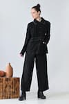 Buy_Samant Chauhan_Black Linen Collared Ink Detail Pant Co-ord Set _Online_at_Aza_Fashions