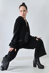 Buy_Samant Chauhan_Black Linen Collared Dark Stitch Pant Co-ord Set _Online_at_Aza_Fashions