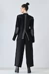 Shop_Samant Chauhan_Black Linen Collared Dark Stitch Pant Co-ord Set _at_Aza_Fashions