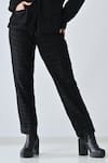 Shop_Samant Chauhan_Black Linen Mandarin Collar Form Pant Co-ord Set _Online_at_Aza_Fashions