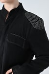 Buy_Samant Chauhan_Black Linen Mandarin Collar Form Pant Co-ord Set 