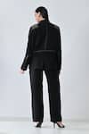 Shop_Samant Chauhan_Black Linen Round Neck Charcoal Craft Pant Co-ord Set _at_Aza_Fashions