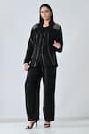 Buy_Samant Chauhan_Black Linen Round Neck Charcoal Craft Pant Co-ord Set _Online_at_Aza_Fashions