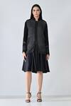 Samant Chauhan_Black Linen Collared Steel Fade Jacket _Online_at_Aza_Fashions