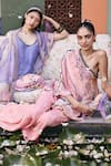 Buy_Saundh_Pink Muslin, Silk, Viscose Tassels, Juliet Asymmetric Top And Flared Pant _Online_at_Aza_Fashions