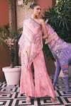 Buy_Saundh_Pink Muslin, Silk, Viscose Tassels, Juliet Asymmetric Top And Flared Pant _at_Aza_Fashions