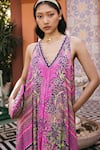 Buy_Saundh_Pink Crepe V-neck Yani Designer Jumpsuit _Online_at_Aza_Fashions