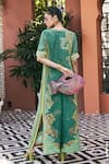 Saundh_Green Viscose, Crepe Round Neck The Neer Printed Jumpsuit _Online_at_Aza_Fashions
