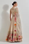 Shop_Kavita Bhartia_Ivory Brocade, Organza Patchwork, Embroidery, Zari, Gota Patch Work Lehenga Set _at_Aza_Fashions