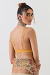 Buy_Kavita Bhartia_Mustard Organza, Cotton Embroidery Plunge Yellow Patch Work Saree With Blouse _Online_at_Aza_Fashions