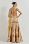 Shop_Kavita Bhartia_Beige Viscose, Organza Sequins, Embroidery, Patchwork Sweetheart Lehenga Set _at_Aza_Fashions
