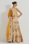Kavita Bhartia_Beige Viscose, Organza Sequins, Embroidery, Patchwork Sweetheart Lehenga Set _Online_at_Aza_Fashions