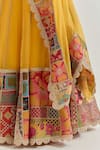 Kavita Bhartia_Yellow Organza Embroidery Round Neck Lehenga Set _at_Aza_Fashions