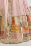 Kavita Bhartia_Pink Organza Patchwork, Embroidery, Sequins, Hand Embellished Lehenga Set _at_Aza_Fashions