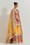 Kavita Bhartia_Yellow Silk , Embroidery, Patchwork, Beads V-neck Sharara Set _Online_at_Aza_Fashions