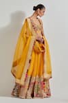 Kavita Bhartia_Yellow Organza Patchwork, Embroidery, Gota Patti, Patch Work Lehenga Set _Online_at_Aza_Fashions