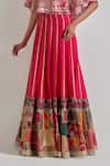 Kavita Bhartia_Fuchsia Organza, Chanderi Silk Embroidery, Patch Work Cape Lehenga Set _at_Aza_Fashions