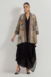 Buy_Kavita Bhartia_Black V-, Round Crinkle Georgette Dress And Jacket _at_Aza_Fashions