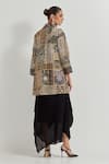 Shop_Kavita Bhartia_Black V-, Round Crinkle Georgette Dress And Jacket _at_Aza_Fashions