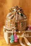 Shop_Bhavna Kumar_Gold Tassels, Metallic Thread Multicolor Embellished Potli Bag _at_Aza_Fashions
