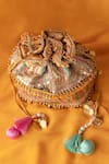 Buy_Bhavna Kumar_Gold Tassels, Metallic Thread Multicolor Embellished Potli Bag _Online_at_Aza_Fashions