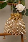 Shop_Bhavna Kumar_Gold Sequins Potli Bag With Sling Chain _at_Aza_Fashions