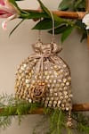 Buy_Bhavna Kumar_Rose Gold Sequins Potli Bag With Sling Chain _at_Aza_Fashions