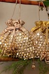 Shop_Bhavna Kumar_Rose Gold Sequins Potli Bag With Sling Chain _Online_at_Aza_Fashions