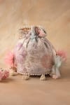 Shop_Bhavna Kumar_Blush Embroidery, Pearls, Tassels Pink Potli Bag _at_Aza_Fashions