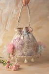 Buy_Bhavna Kumar_Blush Embroidery, Pearls, Tassels Pink Potli Bag _at_Aza_Fashions